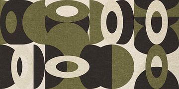 Bauhaus-Stil abstrakte industrielle Geometrie in Pastellgrün, Beige, Schwarz VIII von Dina Dankers