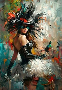 Vrouw Vogel van Abstract Schilderij