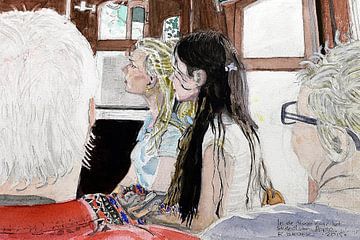 In de tram naar het strand van Porto