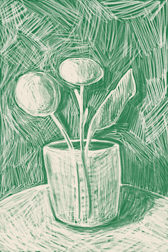 Still life sketch in cobalt green by Studio Maryse