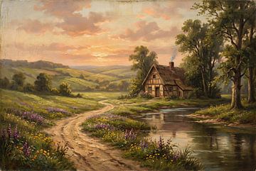 Sonnenuntergang über der ruhigen Landschaft