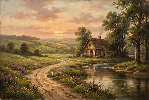 Zonsondergang over het stille platteland