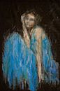 Portrait of a woman in blue. Hand-drawn by Ineke de Rijk thumbnail