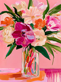 Vibrant floral bouquet in vase by IamHomeStudio