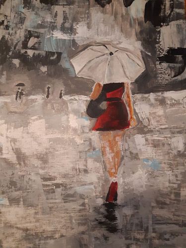 Lopen in de regen.