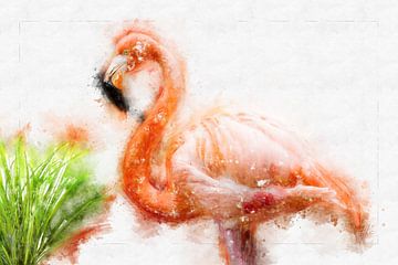 Flamant rose sur Theodor Decker