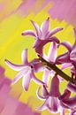 Paarse Hyacint op een geschilderde achtergrond. van Jan Brons thumbnail