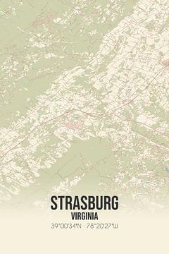 Vintage landkaart van Strasburg (Virginia), USA. van MijnStadsPoster