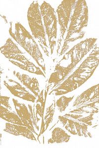 Blätter im Retro-Stil. Moderne botanische minimalistische Kunst in Gelb und Weiß von Dina Dankers