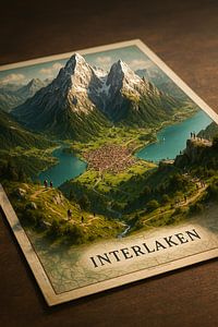 Carte 3D des Alpes suisses à Interlaken – Décoration murale Vallée montagneuse