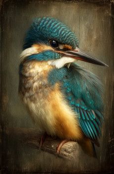 Young kingfisher on a branch