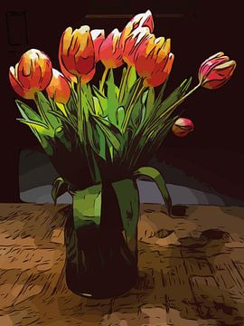 Blumenposter Tulpen orange von Robert Biedermann