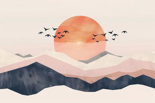 Zonsondergang in de woestijn - Minimalistische kunst