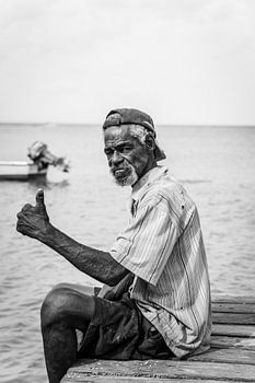 Portret van locale bewoner in zwart wit