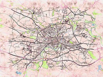 Kaart van Carcassonne in de stijl 'Soothing Spring' van Maporia