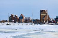 Blick auf den Stadthafen von Rostock im Winter van Rico Ködder thumbnail