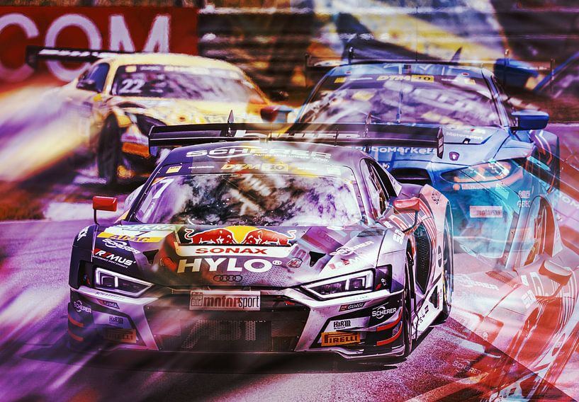 DTM Race Audi, BMW and Mercedes through the corner at Zandvoort Circuit by Stefan Roelfsema