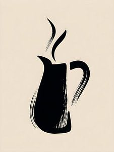 Elegante Pour-Over-Kanne im Brush-Stil