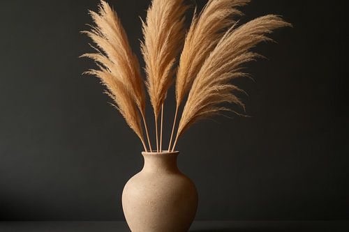 Pampas grass with pottery vase by Imperial Art House
