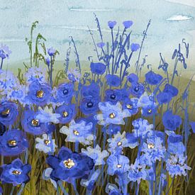 Blaue Blumen von CvD Art - Kunst voor jou