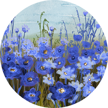 Blauwe bloemen van CvD Art - Kunst voor jou