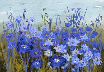 Blue flowers by CvD Art - Kunst voor jou