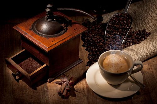 Sfeervolle plaat van koffie 