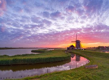 Windmill Het Noorden Texel Sunset by Texel360Fotografie Richard Heerschap