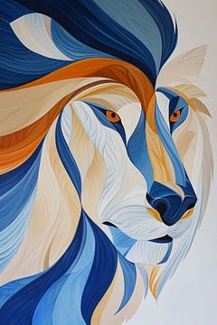 Dessin abstrait et coloré d'un lion
