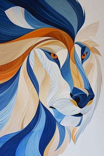 Abstract kleurrijk kunstwerk van leeuw