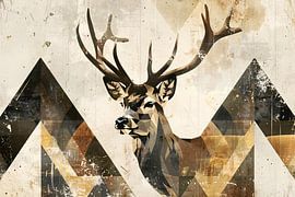 Geometrische Hirsche in Sepia- und Cremetönen von Art & Soul Creations