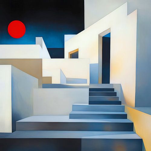 Rode zon boven het huis