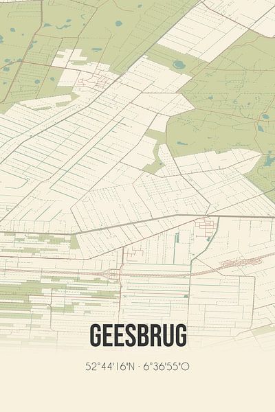 Carte ancienne de Geesbrug (Drenthe) par Affiches de lieux