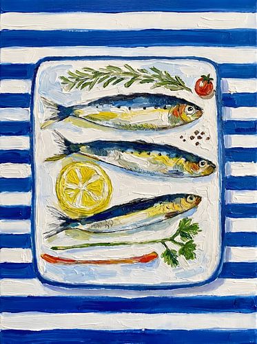 Frische Sardinen mit blauen Streifen