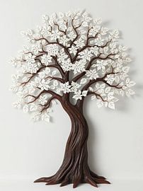 Enchanted Winter Tree Wall Sculpture - Intricate Snowflake and Leaf Design by Artistic