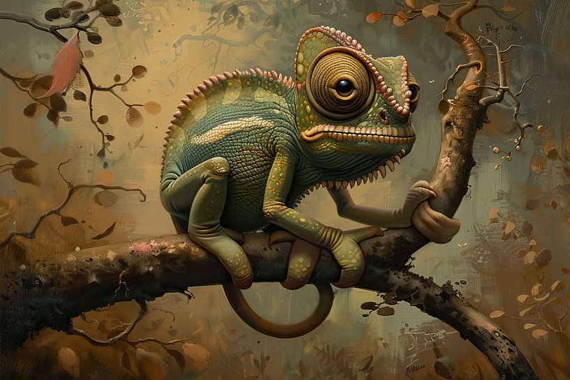 Modern Chameleon | Chillameleon by Eye catching paintings