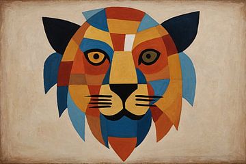 Lion Paul Klee style by De Muurdecoratie