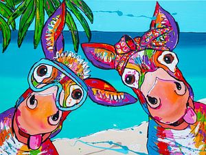 Vrolijke ezels van Bonaire van Happy Paintings