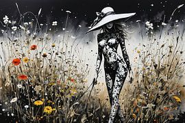 Naked among wildflowers