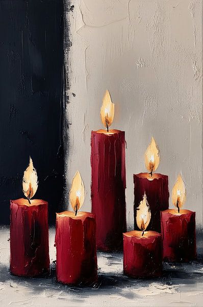 Rote und weiße Kerzen in minimalistischem Design von Art & Soul Creations