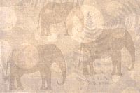 Out of Africa, grottekening met  Olifant en Varenblad