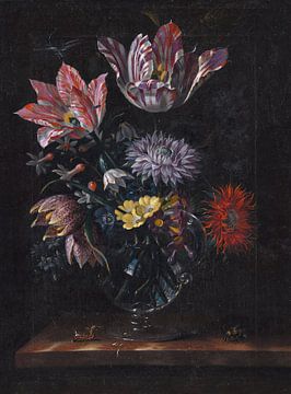 Een glazen vaas met bloemen, Jacob Marrel
