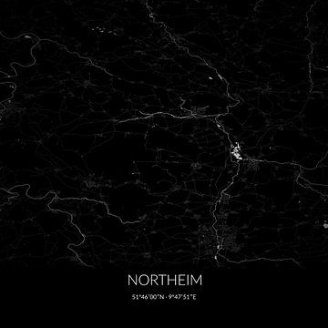 Zwart-witte landkaart van Northeim, Niedersachsen, Duitsland. van Rezona