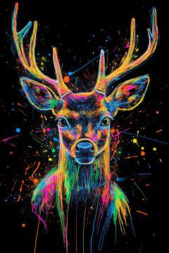Kleurrijk pop-art hert van ARTemberaubend