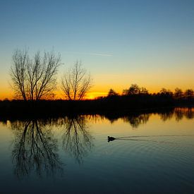 Zonsondergang in reflectie van Marloes Post