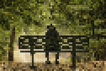 Tiled Man on bench by Arjen Roos