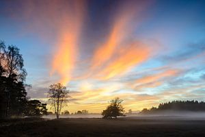 Coucher du soleil coloré d'hiver au-dessus des plaines en nature sur Sjoerd van der Wal Photographie