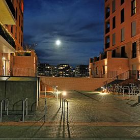 Neubau auf dem Gelände der ehemaligen Wäscherei W. Spindler bei Nacht von Spindlersfeld in Bildern