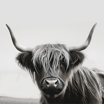 Portrait des Highlands écossais en noir et blanc sur Beefboy