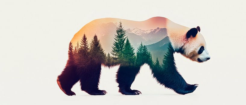 Panda avec motif de forêt par Poster Art Shop